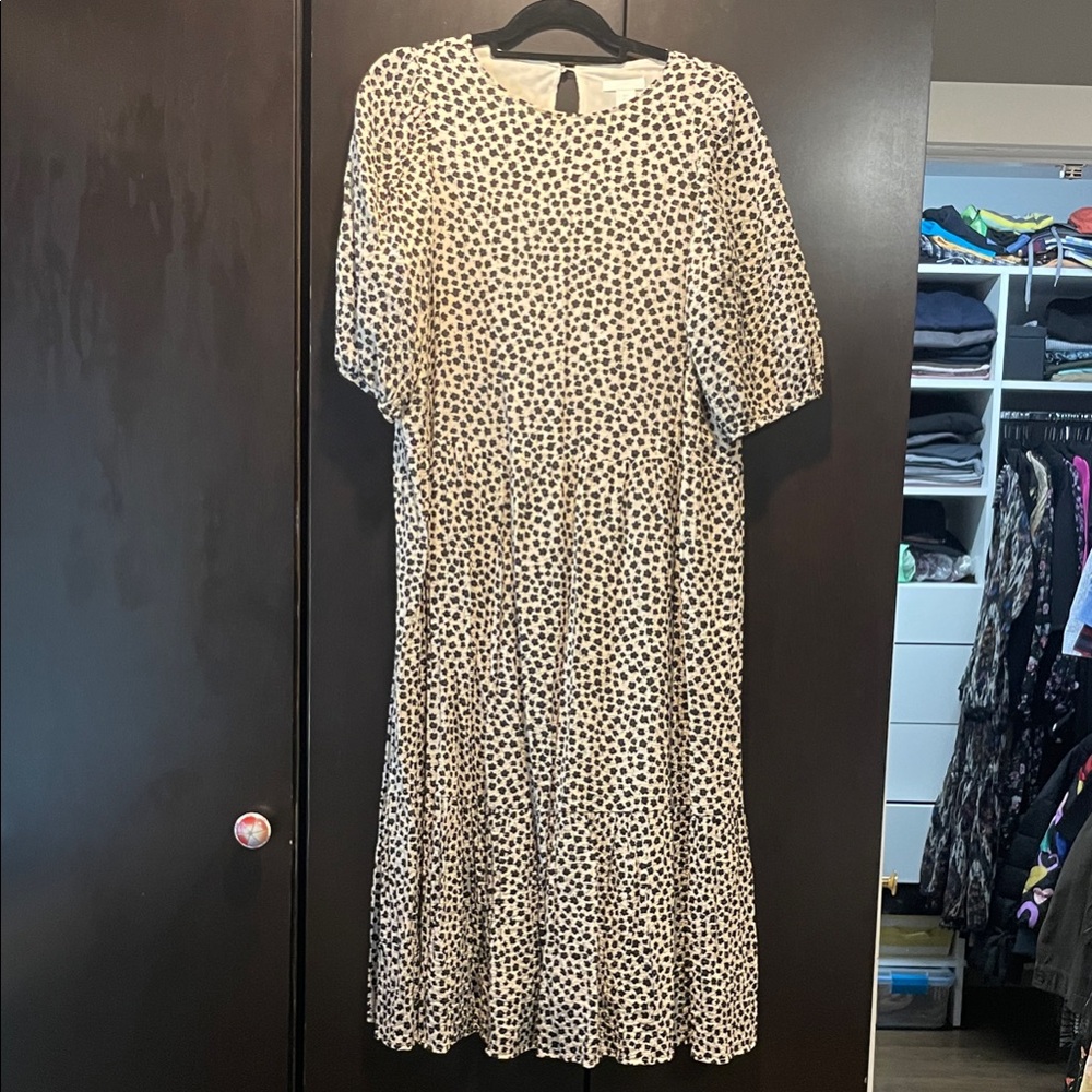 HM Women's Cream floral Midi Dress
